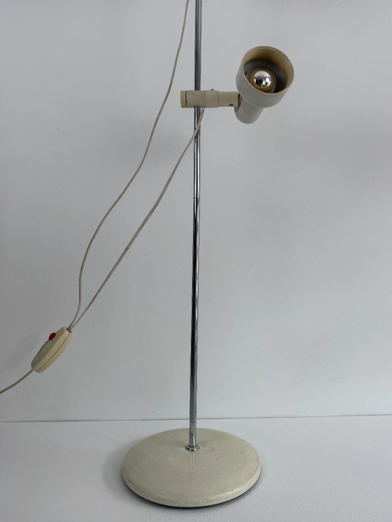 Image 1 of Vintage Adjustable Floor Lamp, Chrome and Beige Pressed ABS, France, 1970