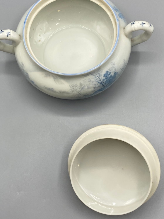 Sucrier en porcelaine japonaise – Paysage du mont Fuji bleu et blanc – Époque Meiji – Objets déco (photo 7 of 9)