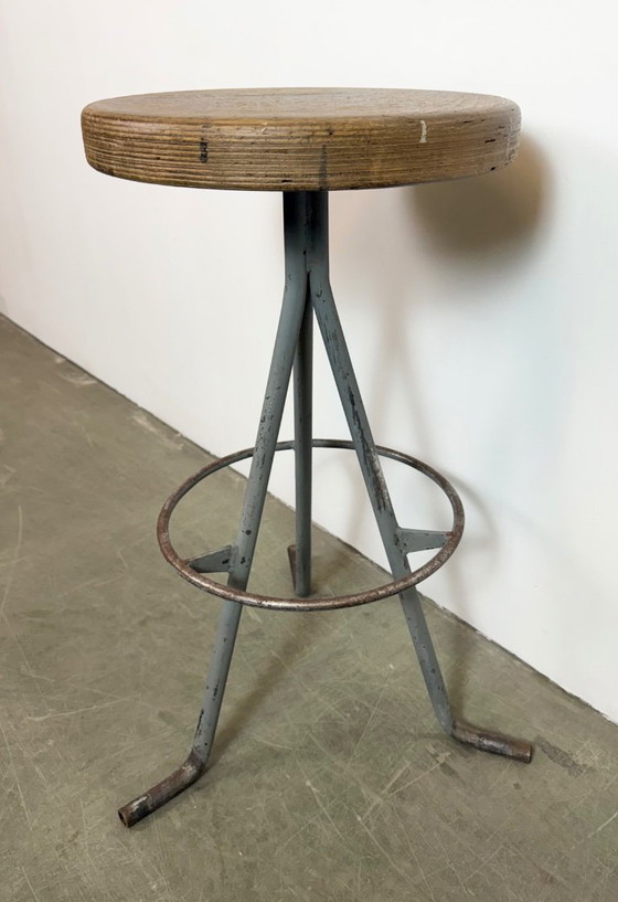 Image 1 of Grey Industrial Workshop Stool, 1960s