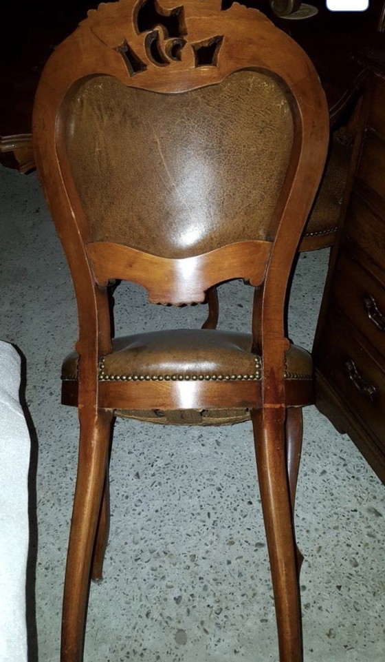 Image 1 of 4 Barok Eetkamer Stoelen Leder