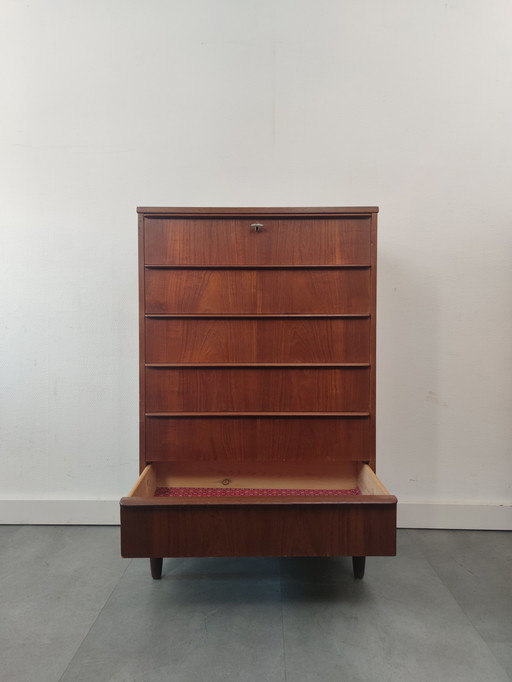 Vintage Danish Chest of Drawers In Teak, Narrow!