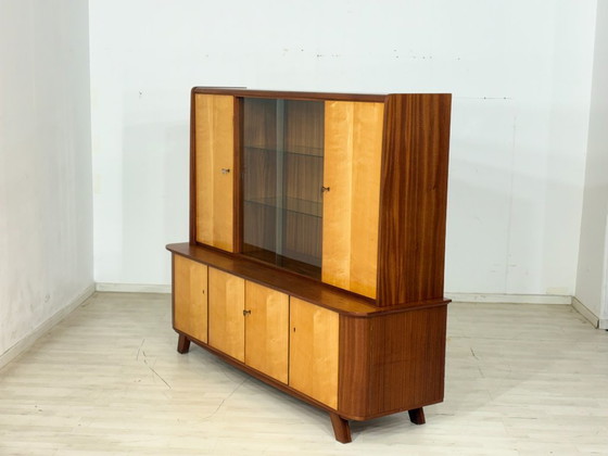 Image 1 of Prachtige vintage hoge kast / barkast / dressoir / vitrinekast