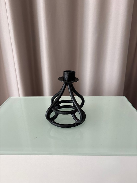 Portacandele Vintage in Ferro Battuto Nero – Design Brutalista Scultoreo – Metal (photo 3 of 8)