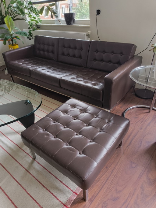 Canapé Loft / Robin Day Design avec repose-pieds – 3 5 zitsbanken, Leather