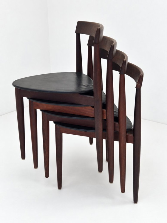 Roundette Teak Dining Chairs By Hans Olsen For Frem Rojle, 1960s Set Of 4 – Leather, Wood (photo 10 of 16)
