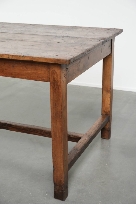 Image 1 of Franse antieke boeren eettafel uit de 19e eeuw van grenenhout