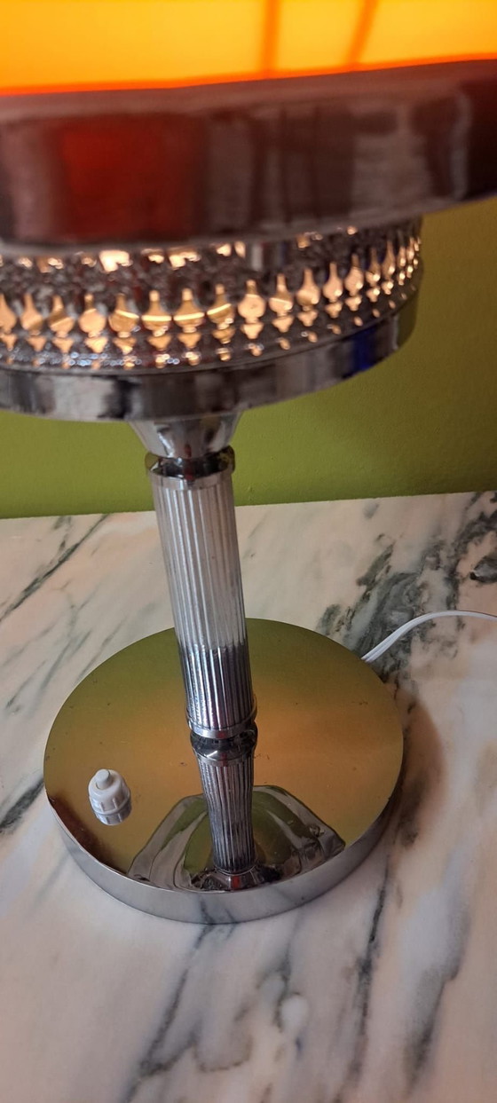 Lampada da tavolo vintage con opalina, Lampade da tavolo, Vetro, Metallo, Rosso (foto 5 di 7)
