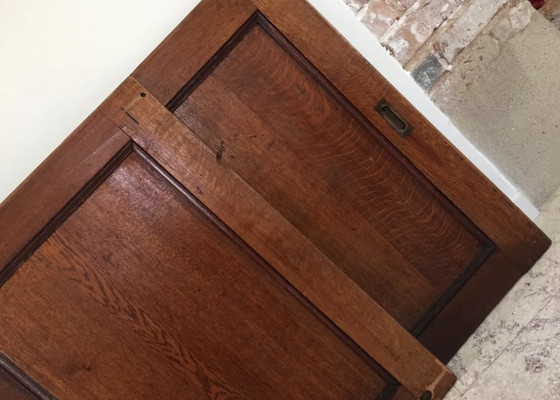 Image 1 of Pair of Vintage Oak Sliding Doors France
