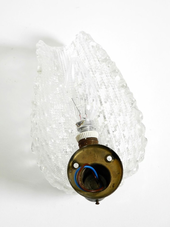 Image 1 of Lámpara de pared de cristal de Murano Barovier & Toso italiana original de los años 60, en forma de hoja.