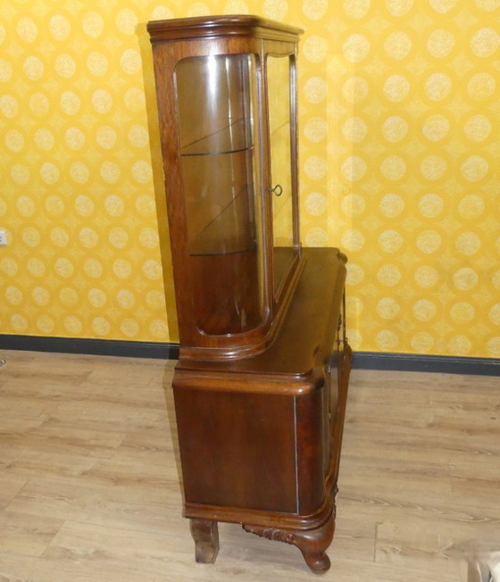 Image 1 of vetrina in vetro curvo semicircolare, mobile da soggiorno, vetrina Thummernicht, credenza alta in vetro, mobiletto per stoviglie