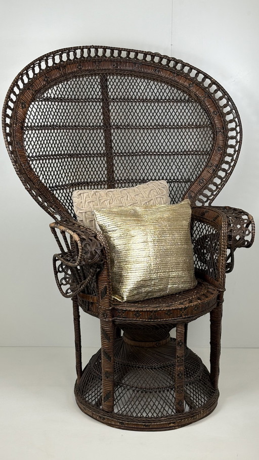 Original Vintage großen Rattan Pfau Stuhl Emanuelle