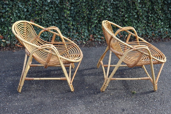Image 1 of Paar vintage rotan fauteuils uit de jaren 60