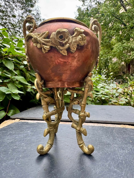 Kupfer-Bronze-Pflanzgefäß aus dem 19. Jahrhundert – Dekorative Objekte, Messing (photo 7 of 10)
