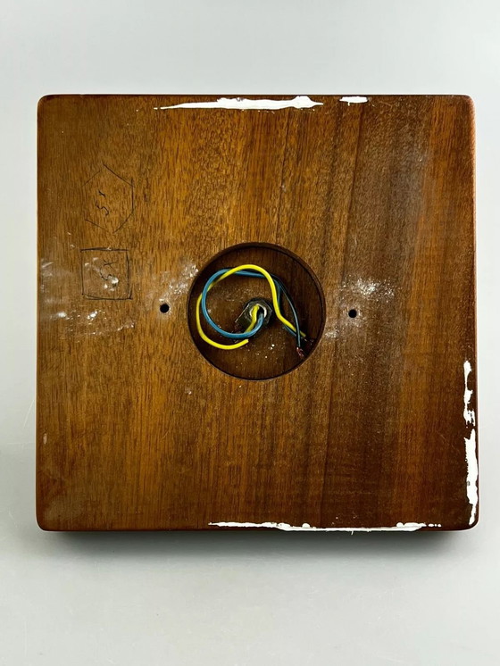 Image 1 of Lámpara de pared de los años 60 y 70, lámpara de madera y metal, diseño de la era espacial.