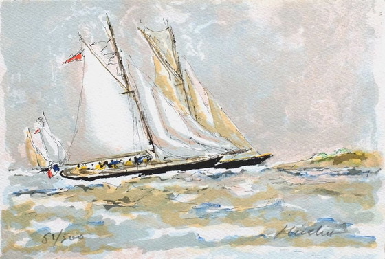 Image 1 of Urbain HUCHET Marine III Signed lithograph 1990