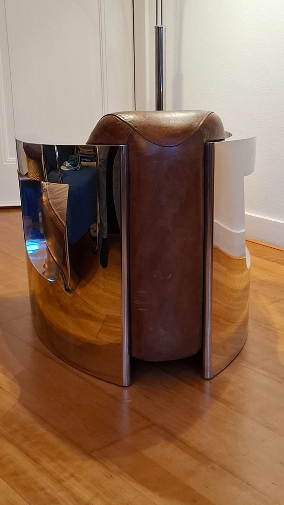 Image 1 of Aviator fauteuil – echt leer & gepolijst aluminium – vintage industrial design