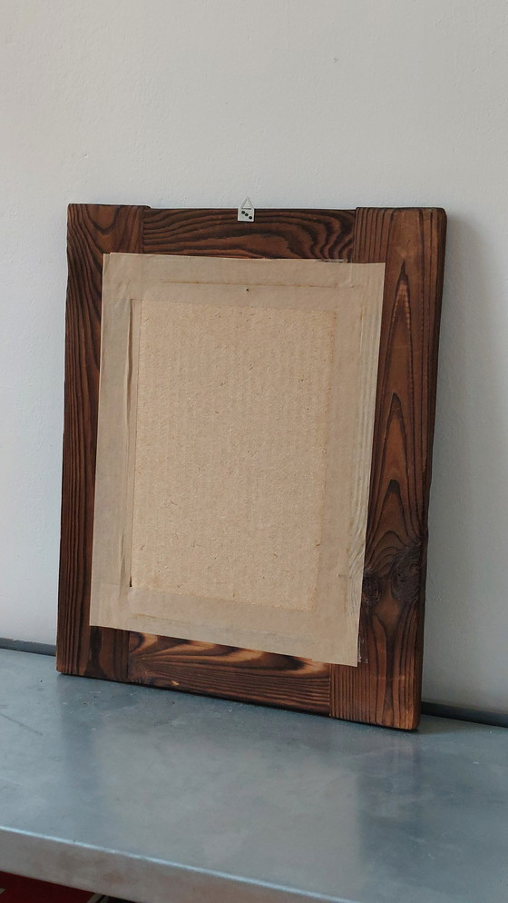 Image 1 of Vintage minimalistische wandspiegel van gebeitst hout