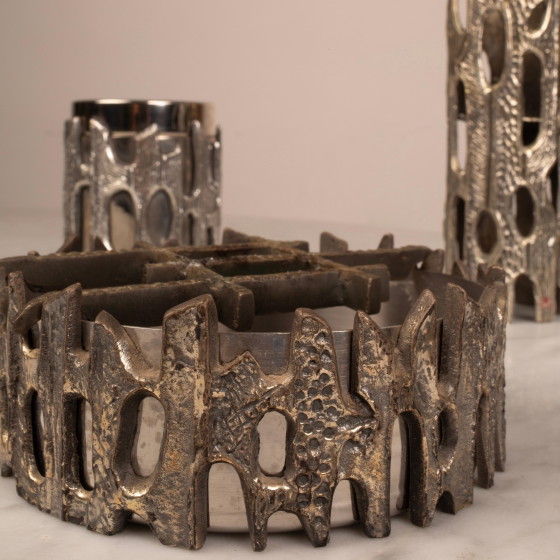 Set da tavola brutalista in bronzo argentato di Morbelli, Italia, anni '70 – Arte, Scrivanie (photo 16 of 18)