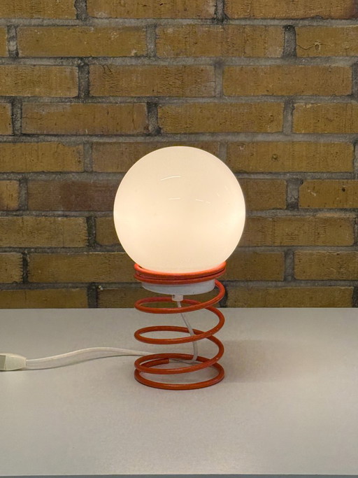 Vintage Space Age Table Lamp with Spiral Base – 1970s – tafellampen, Glass, Metal (photo 2 of 7)
