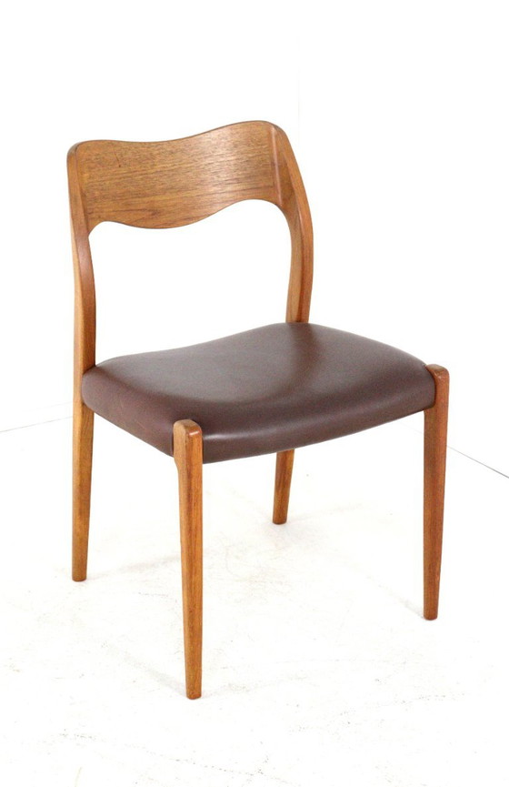 Set 6 Niels O Moller Model 71 Stoelen Teak Vintage Deens – Niels Otto Møller, Eetkamerstoelen, Leather (photo 11 of 17)