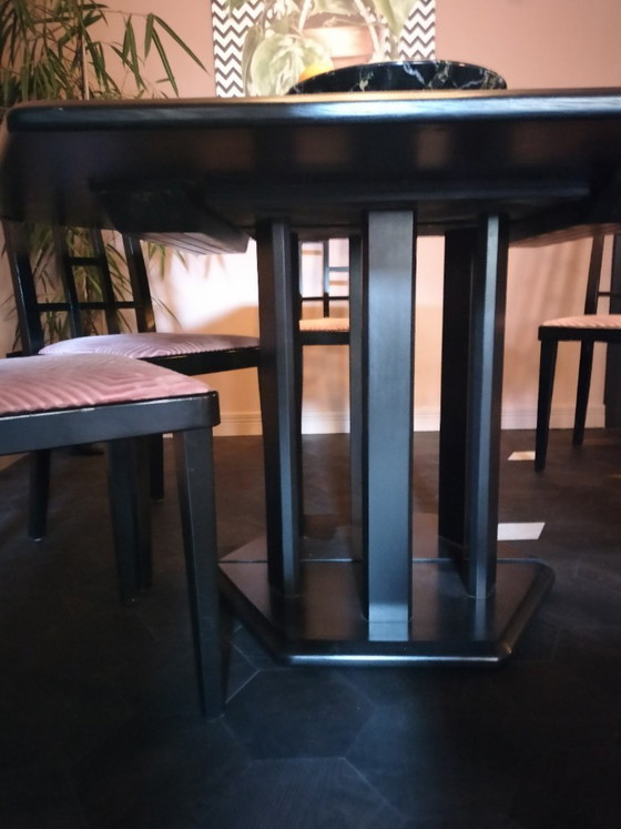 Image 1 of Thonet postmodern dining set 1980s – hexagon table + 6 Model 87 chairs