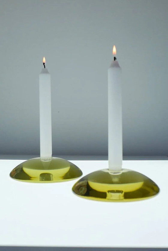 Image 1 of Bougeoirs en verre par Anne Nilsson pour Kosta, années 2000, set de 2