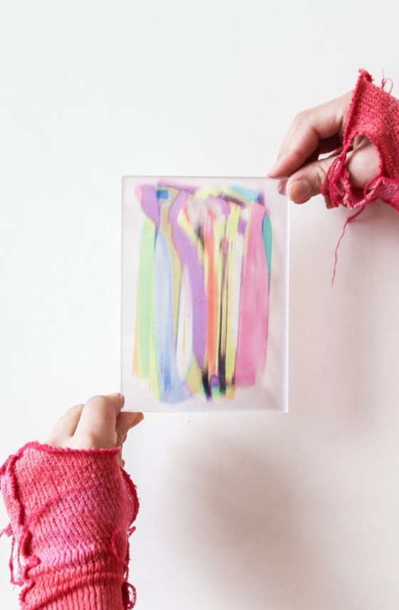 Image 1 of Mini opera d'arte serigrafica multicolore CMYK A6 di Lilxlylilxly