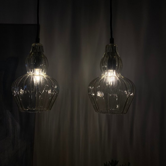 Coppia di lampade a sospensione antiche in vetro trasparente. – Glass (photo 8 of 9)