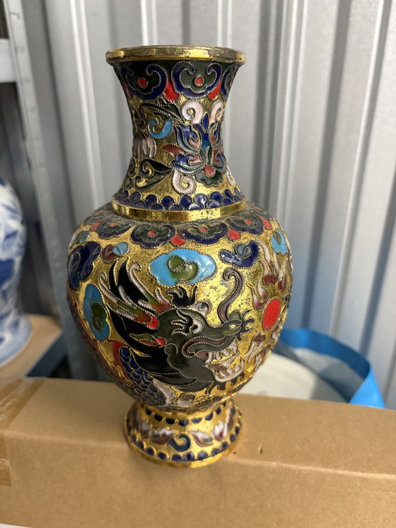 Image 1 of Beautiful Chinese coisonné vase - 20 centimeters, pure craftsmanship