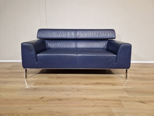 Artifort Lex 2-Sitzer Sofa Blau Leder Design Patrick Noguert