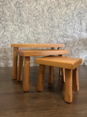 Tavolini a incastro in rovere, Mid-Century