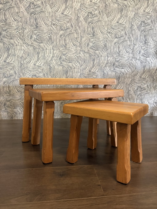 Tables gigognes en chêne, Mid-Century – bijzettafels, Wood (photo 2 of 5)