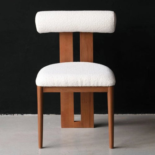 Design Chair in Solid Wood and Bouclé Fabric 50x40x60 – Dining chairs, Textile (photo 6 of 6)