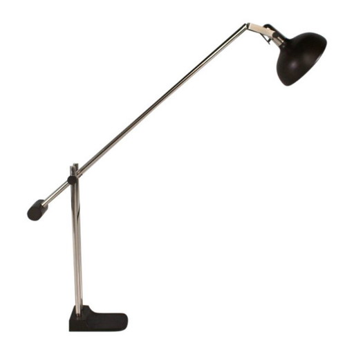 Floor lamp with pendulum Industrial Mid-Century 1960. Dubble barrel base, adjustable bar & reflector