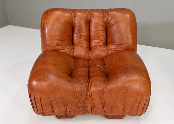 Fauteuils Giuseppe Rossi di Albizzate en cuir, Italie, années 1970, Chaises & fauteuils, Marron (photo 12 sur 20)