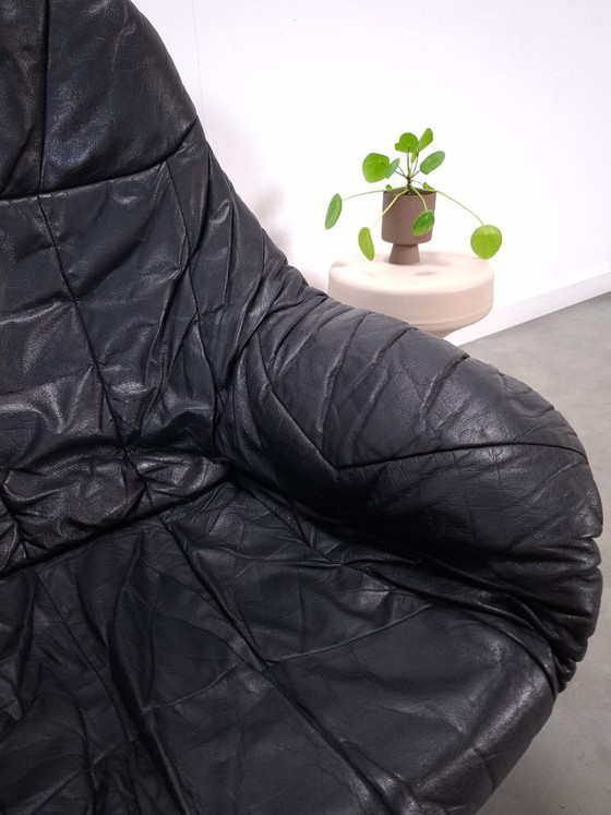 Image 1 of Sillón giratorio de piel negra H.W. Klein para Bramin de Dinamarca