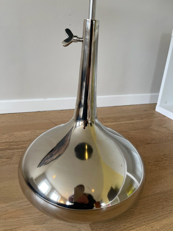 Adjustable Side table, Glass, Metal, Silver (photo 7 of 7)
