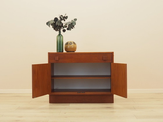 Mobile danese impiallacciato con cassetto e anta a ribalta, anni '60 – Armadi contenitori, Legno (photo 3 of 14)
