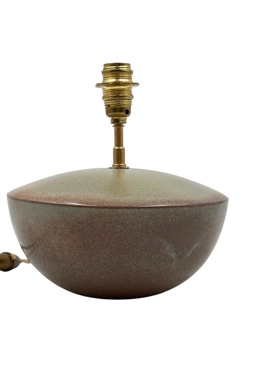 Image 1 of Pied de lampe en céramique verte, style moderne du milieu du siècle, Alain di Bin, France, années 1960