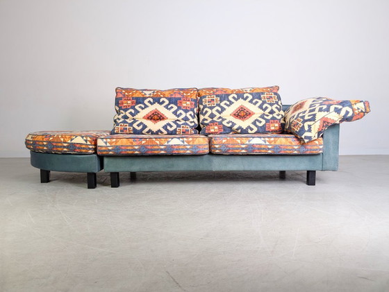 Image 1 of Sofá original de Giorgio Soressi, diseño de 1990, otomana de cuero