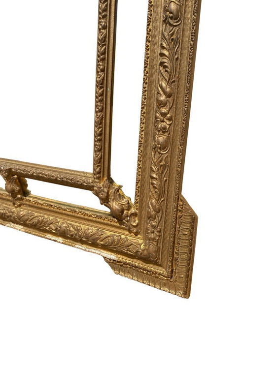 Image 1 of Miroir de Cheminée à parecloses style Louis XVI en bois doré à la feuille - XIXème siècle