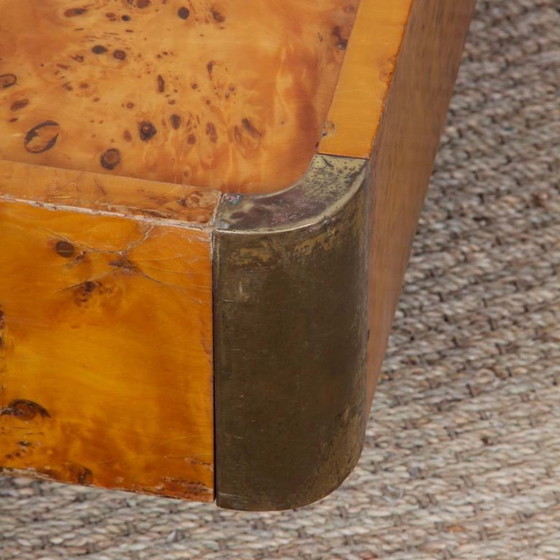 Image 1 of Salontafel van wortelhout en messing, toegeschreven aan Willy Rizzo, 1970.