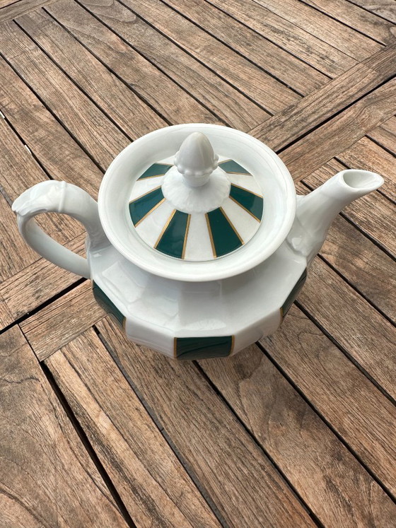 Image 1 of Elegant Fürstenberg porcelain jug – shape “Grecque” (emerald/gold decor)