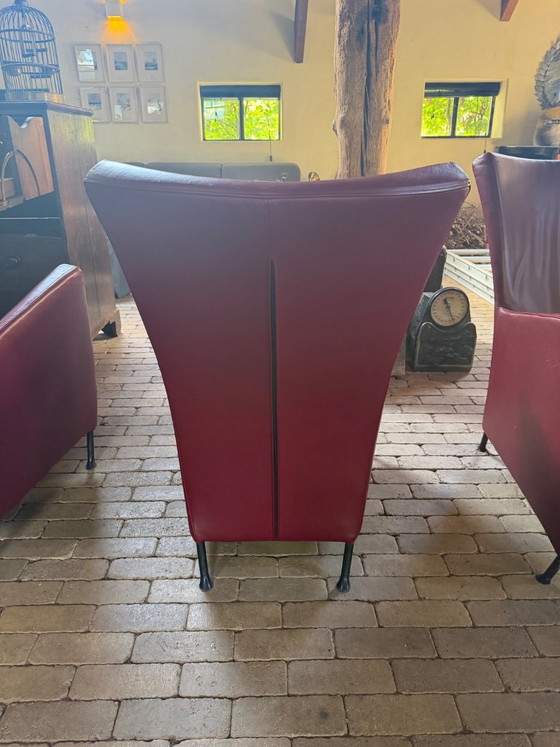 Montis Windy Armchairs – Gerard Van Den Berg – Bordeaux Red Leather (photo 7 of 12)