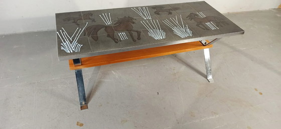 Image 1 of Tavolino da caffè vintage con piastrelle in ceramica