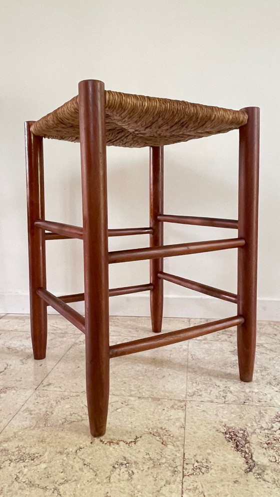 Image 1 of Vintage Geometric Straw Stool