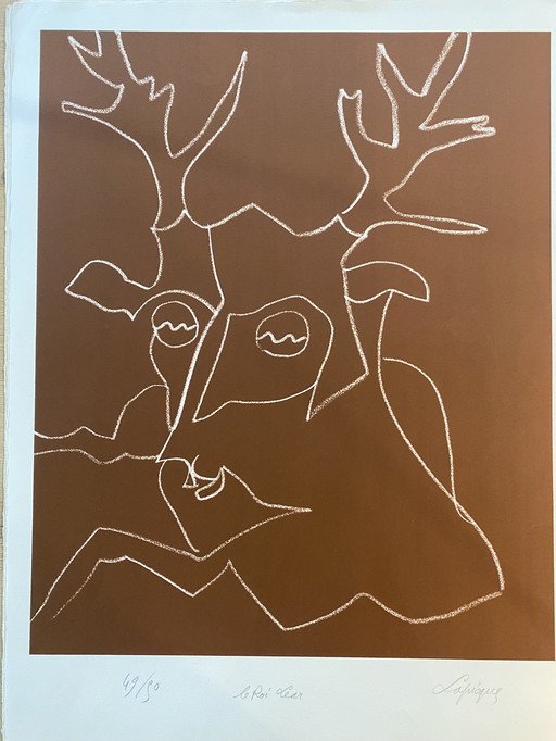 Charles Lapique - Le Roi Lear Lithographie