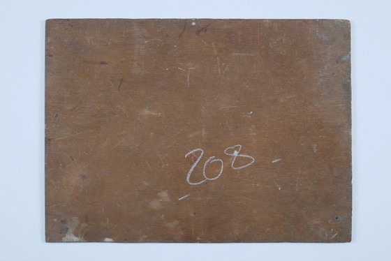 Image 1 of Still life with three fruits. Oil painting on panel.