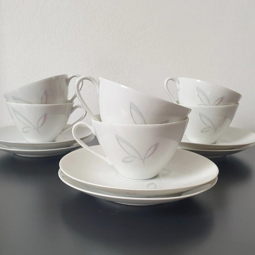 Complete Set of 6 Arzberg 'Ancona' Cups and Saucers | Fine Porcelain with Delicate Decor
