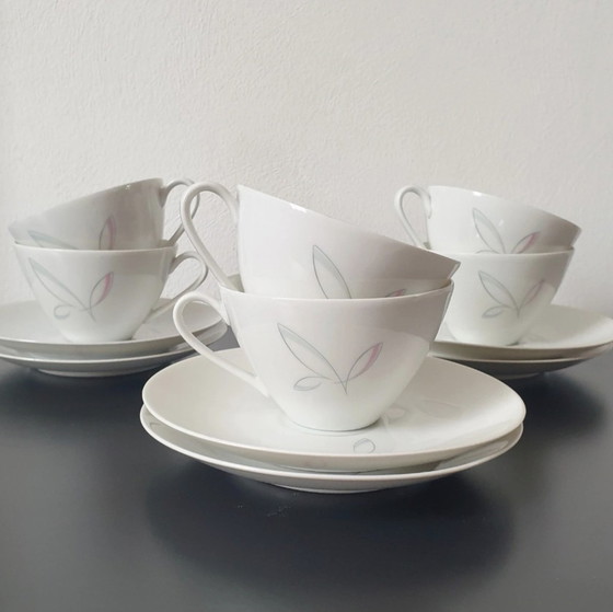 Image 1 of Complete Set of 6 Arzberg 'Ancona' Cups and Saucers | Fine Porcelain with Delicate Decor